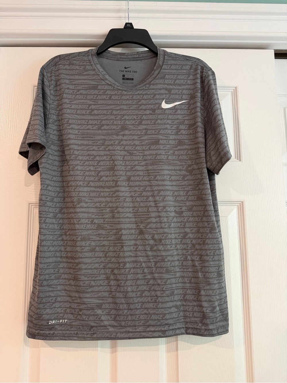 Nike Gray Short Sleeve Dri-FIT Tee with White Swoosh